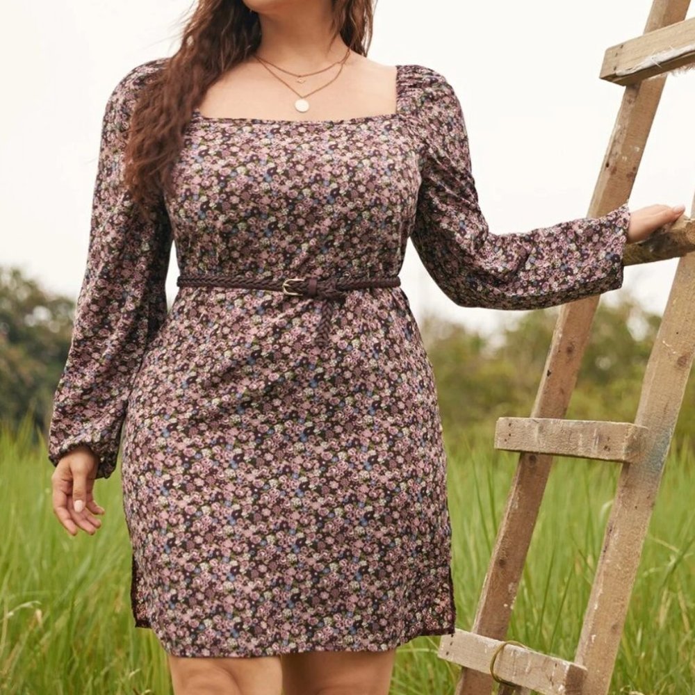 Square Neck Floral Dress